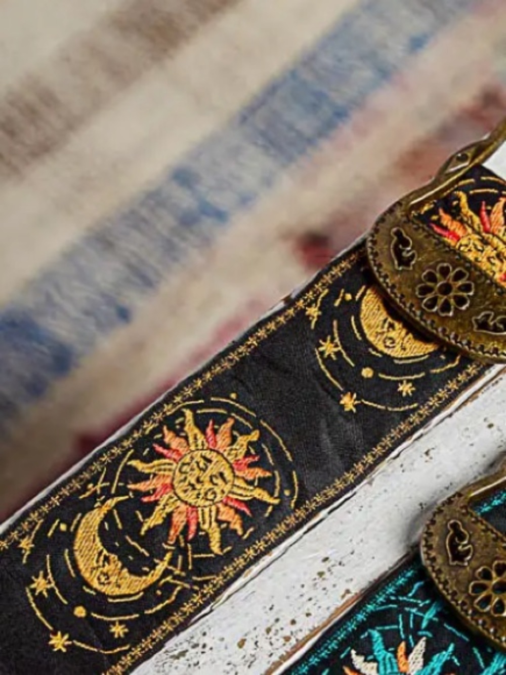 POL Celestial Embroidered Boho Metal Belt